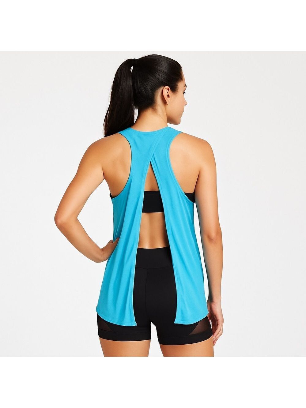 NWT Turquoise Open-Back Sleeveless Tank Top Women’s Activewear Yoga Gym (S/M/L)